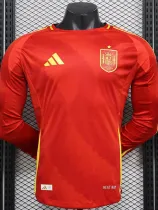 2024-25 Spain Home Long Sleeve Player Version Soccer Jersey (长袖球员)