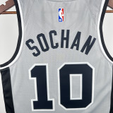 2020-21 SA Spurs SOCHAN #10 Grey Top Quality Hot Pressing NBA Jersey (Trapeze Edition) 飞人版