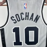 2020-21 SA Spurs SOCHAN #10 Grey Top Quality Hot Pressing NBA Jersey (Trapeze Edition) 飞人版