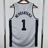 2020-21 SA Spurs WEMBANYAMA #1 Grey Top Quality Hot Pressing NBA Jersey (Trapeze Edition) 飞人版