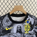 2024-25 Brazil Black Grey Special Edition Kids Soccer Jersey (耶稣灰黑)