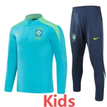 2024-25 Brazil Green Kids Half Pull Tracksuit (童装)(半拉链)