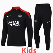 2024-25 PSG Black Kids Half Pull Tracksuit (童装)(半拉链)