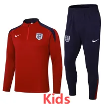 2024-25 England Jujube Red Kids Half Pull Tracksuit (童装)(半拉链)