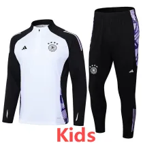 2024-25 Germany White Kids Half Pull Tracksuit (童装)(半拉链)