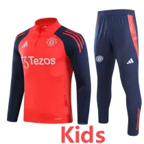 2024-25 Man Utd Red Kids Half Pull Tracksuit (童装)(半拉链)