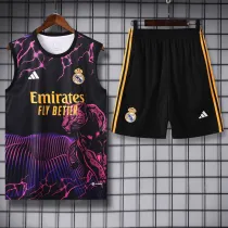 2024-25 RMA Black Purple Tank top and shorts suit #豹