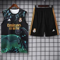 2024-25 RMA Black green Tank top and shorts suit #豹