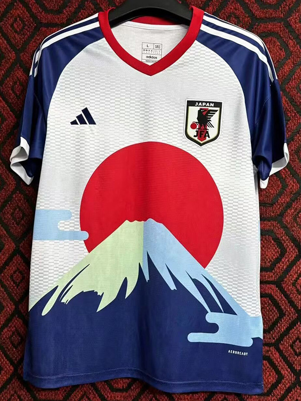 2024-25 Japan White Blue Special Edition Fans Training Shirts (红太阳)