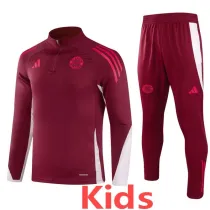 2024-25 Bayern Deep Red Kids Half Pull Tracksuit (童装)(半拉链)