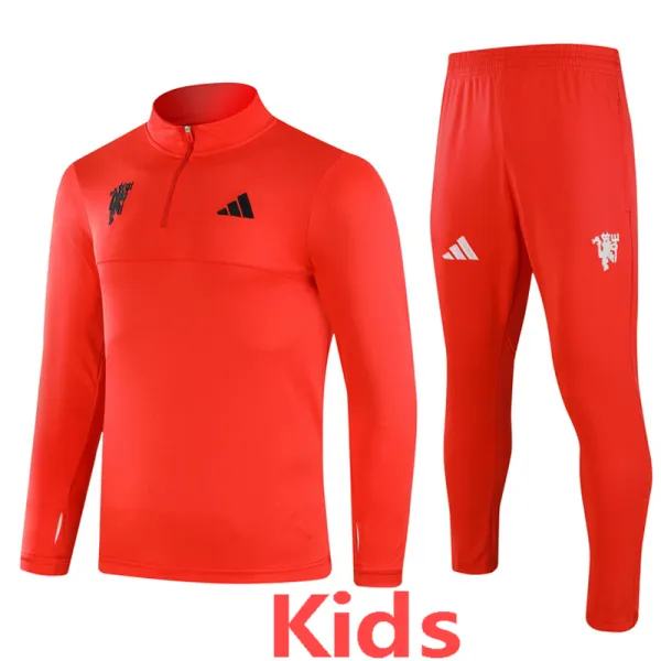 2024-25 Man Utd Red Kids Half Pull Tracksuit (童装)(半拉链)