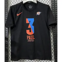 T189 OKC PAUL #3 Black High Quality Casual T-Shirt