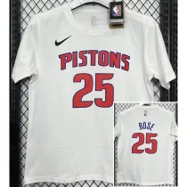 T180 Pistons ROSE #25 White High Quality Casual T-Shirt