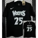 T178 Wolves ROSE #25 Black High Quality Casual T-Shirt
