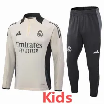 2024-25 RMA Beige Kids Half Pull Tracksuit (童装)(半拉链)