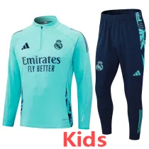 2024-25 RMA Light green Kids Half Pull Tracksuit (童装)(半拉链)