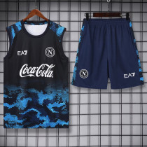 2024-25 Napoli Black Blue Tank top and shorts suit