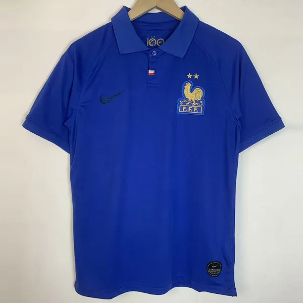 2019 France 100th Anniversary Edition Blue Retro Soccer Jersey
