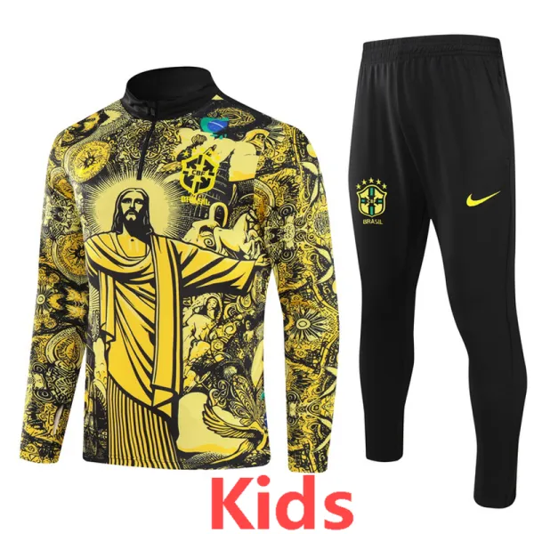 2024-25 Brazil Yellow black Kids Half Pull Special Edition (童装)(半拉链)