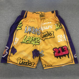 Lakers Yellow City Edition Top Quality NBA Pocket Pants (湖人涂鸦)
