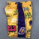 Lakers Yellow City Edition Top Quality NBA Pocket Pants (湖人涂鸦)