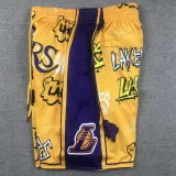 Lakers Yellow City Edition Top Quality NBA Pocket Pants (湖人涂鸦)