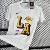T133 Lakers White 75th Anniversary High Quality Casual T-Shirt