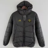 2024-25 Man Utd Black Hooded Cotton Coat #棉衣