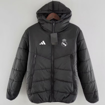 2024-25 RMA Black Hooded Cotton Coat #棉衣