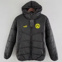 2024-25 Dortmund Black Hooded Cotton Coat #棉衣