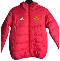 2024-25 Man Utd Red Hooded Cotton Coat #棉衣