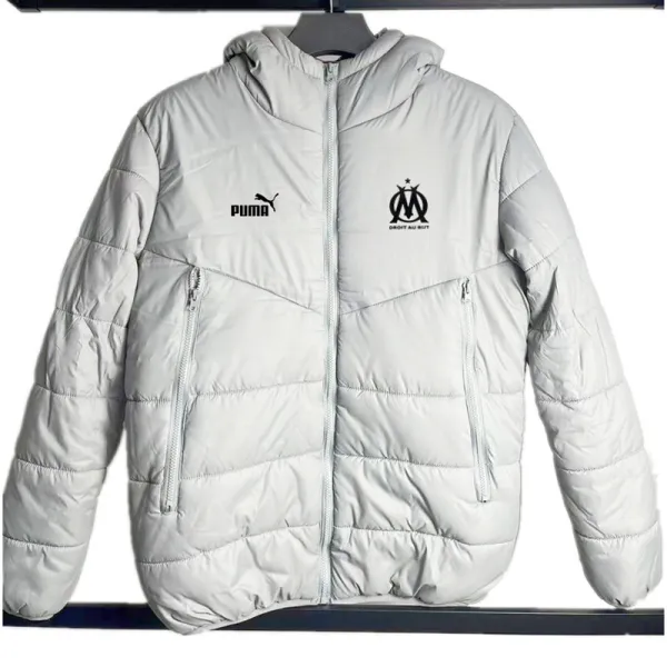 2024-25 Marseille White Hooded Cotton Coat #棉衣