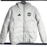 2024-25 Man Utd White Hooded Cotton Coat #棉衣
