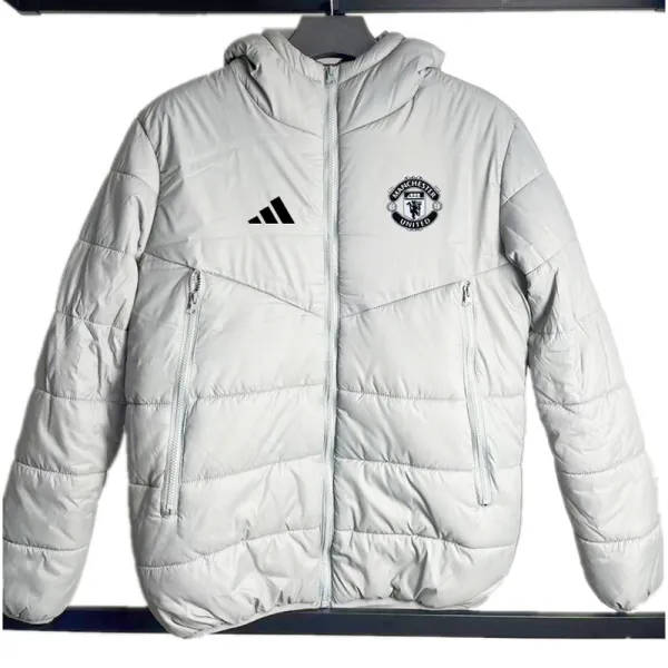 2024-25 Man Utd White Hooded Cotton Coat #棉衣