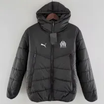 2024-25 Marseille Black Hooded Cotton Coat #棉衣