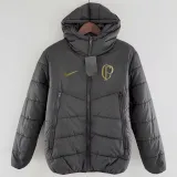 2024-25 Corinthians Black Hooded Cotton Coat #棉衣