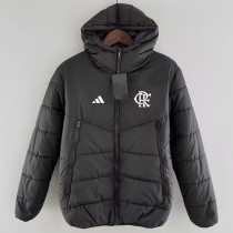2024-25 Flamengo Black Hooded Cotton Coat #棉衣