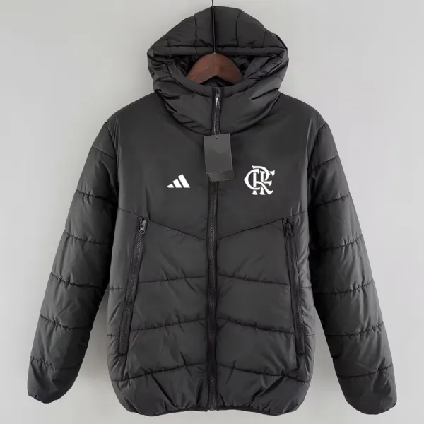 2024-25 Flamengo Black Hooded Cotton Coat #棉衣