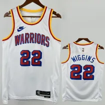 2024-25 WARRIORS WIGGINS #22 White Retro Top Quality Hot Pressing NBA Jersey