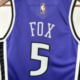 2024-25 KINGS FOX #5 Purple Retro Top Quality Hot Pressing NBA Jersey(V领）