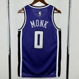 2024-25 KINGS MONK #0 Purple Retro Top Quality Hot Pressing NBA Jersey(V领）