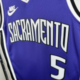 2024-25 KINGS FOX #5 Purple Retro Top Quality Hot Pressing NBA Jersey(V领）