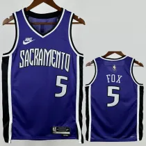2024-25 KINGS FOX #5 Purple Retro Top Quality Hot Pressing NBA Jersey(V领）