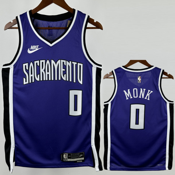 2024-25 KINGS MONK #0 Purple Retro Top Quality Hot Pressing NBA Jersey(V领）