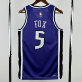 2024-25 KINGS FOX #5 Purple Retro Top Quality Hot Pressing NBA Jersey(V领）