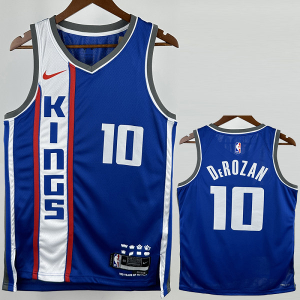 2023-24 Kings DEROZAN #10 Blue City Edition Top Quality Hot Pressing NBA Jersey