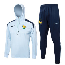 2024-25 France Light blue Hoodie Half Pull Tracksuit #F589半拉连帽