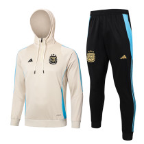 2024-25 Argentina Beige Hoodie Half Pull Tracksuit #F592半拉连帽