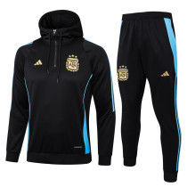 2024-25 Argentina Black Hoodie Half Pull Tracksuit #F593半拉连帽