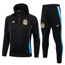 2024-25 Argentina Black Hoodie Half Pull Tracksuit #F593半拉连帽